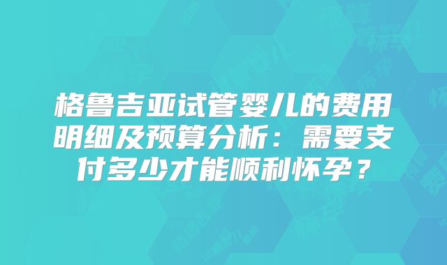 格鲁吉亚试管婴儿的费用明细及预算分析：需要支付多少才能顺利怀孕？