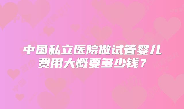 中国私立医院做试管婴儿费用大概要多少钱?