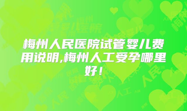 梅州人民医院试管婴儿费用说明,梅州人工受孕哪里好！