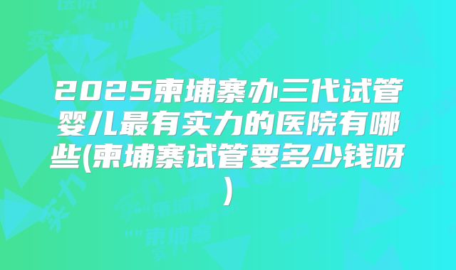 2025柬埔寨办三代试管婴儿最有实力的医院有哪些(柬埔寨试管要多少钱呀)