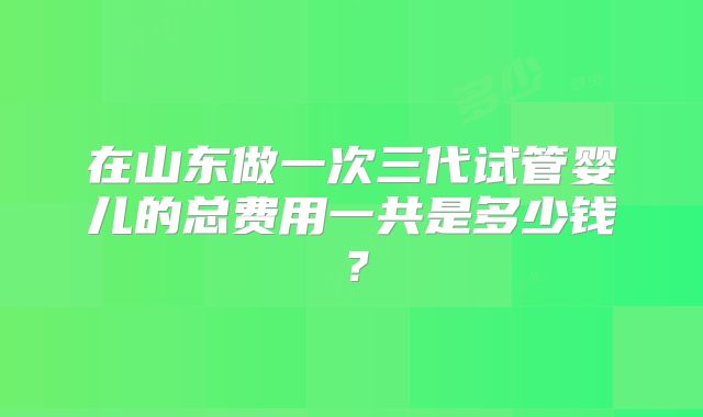 在山东做一次三代试管婴儿的总费用一共是多少钱？