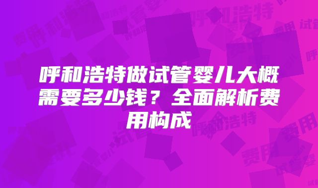 呼和浩特做试管婴儿大概需要多少钱？全面解析费用构成