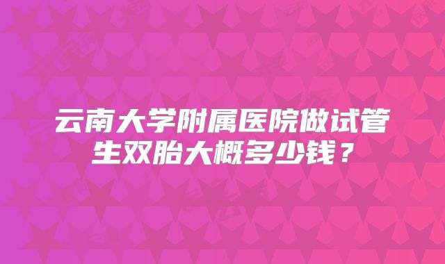 云南大学附属医院做试管生双胎大概多少钱？