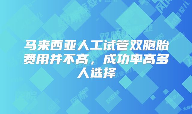 马来西亚人工试管双胞胎费用并不高,成功率高多人选择