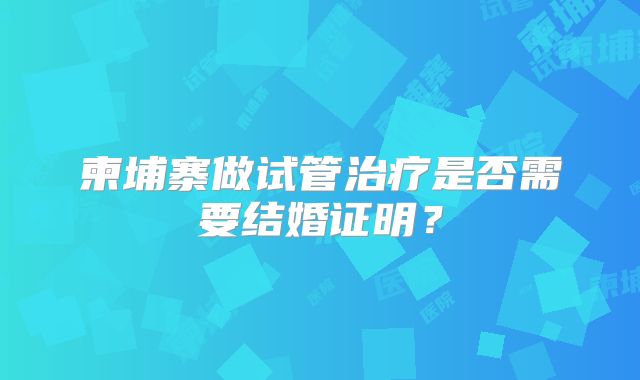 柬埔寨做试管治疗是否需要结婚证明?