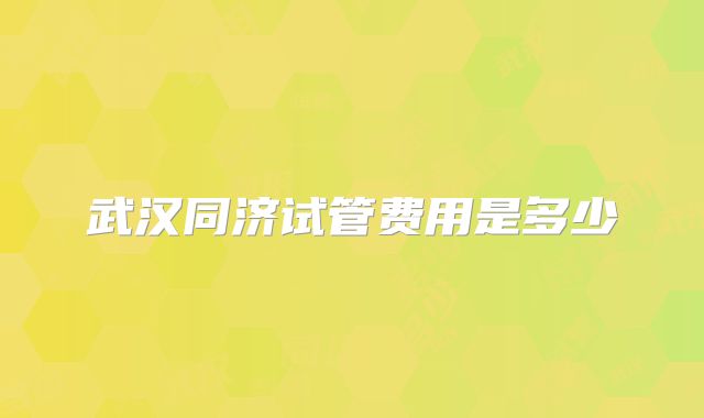 武汉同济试管费用是多少