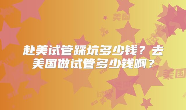 赴美试管踩坑多少钱?去美国做试管多少钱啊?