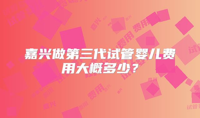 嘉兴做第三代试管婴儿费用大概多少?