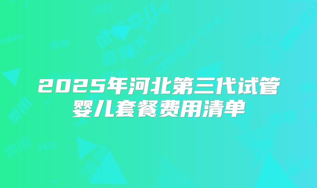 2025年河北第三代试管婴儿套餐费用清单