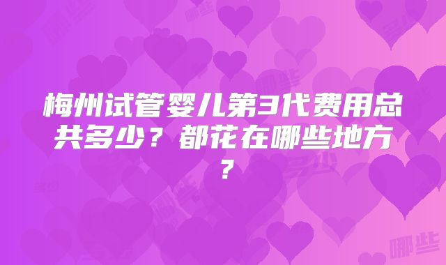 梅州试管婴儿第3代费用总共多少?都花在哪些地方?