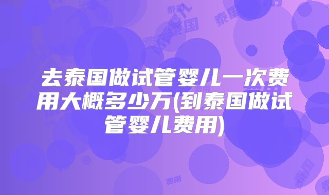 去泰国做试管婴儿一次费用大概多少万(到泰国做试管婴儿费用)