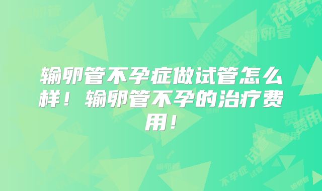 输卵管不孕症做试管怎么样!输卵管不孕的治疗费用!