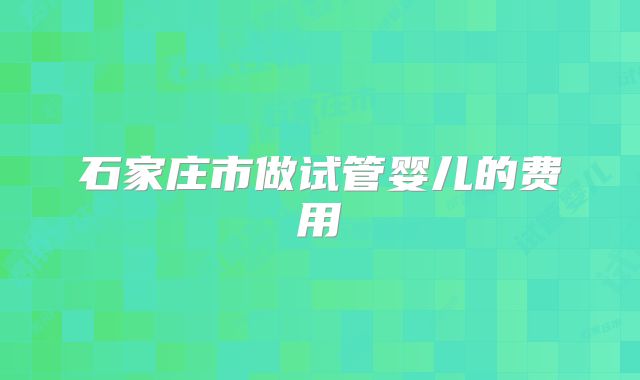 石家庄市做试管婴儿的费用