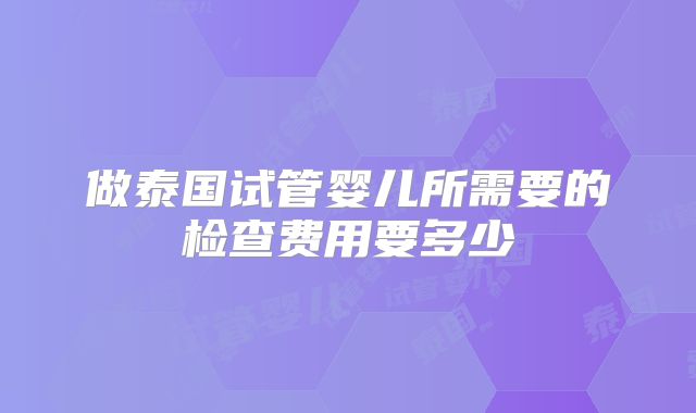 做泰国试管婴儿所需要的检查费用要多少
