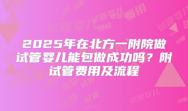 2025年在北方一附院做试管婴儿能包做成功吗?附试管费用及流程
