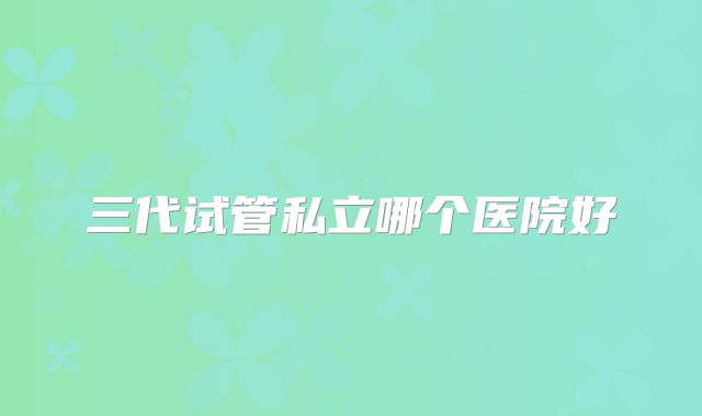 三代试管私立哪个医院好