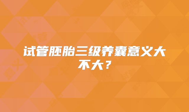 试管胚胎三级养囊意义大不大？