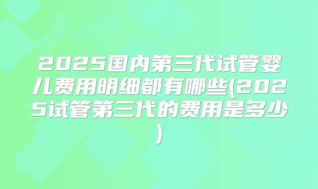 2025国内第三代试管婴儿费用明细都有哪些(2025试管第三代的费用是多少)