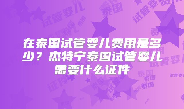 在泰国试管婴儿费用是多少？杰特宁泰国试管婴儿需要什么证件