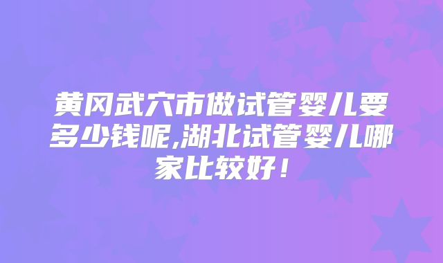 黄冈武穴市做试管婴儿要多少钱呢,湖北试管婴儿哪家比较好!