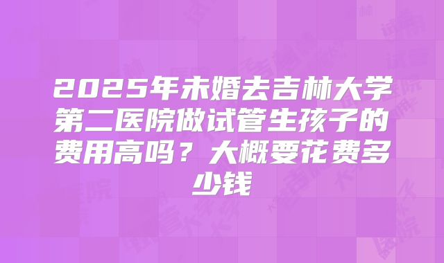 2025年未婚去吉林大学第二医院做试管生孩子的费用高吗？大概要花费多少钱