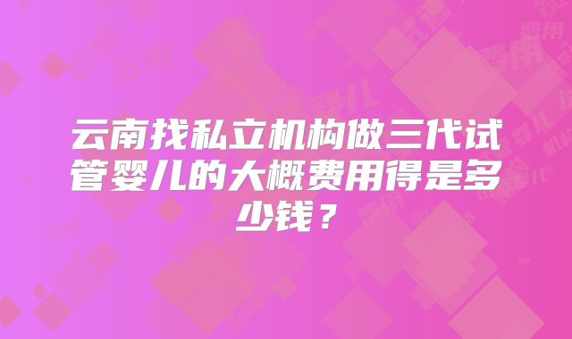 云南找私立机构做三代试管婴儿的大概费用得是多少钱？