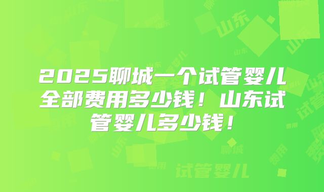 2025聊城一个试管婴儿全部费用多少钱!山东试管婴儿多少钱!