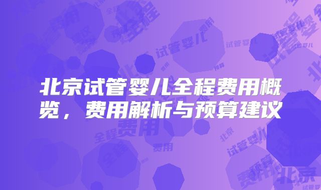 北京试管婴儿全程费用概览,费用解析与预算建议