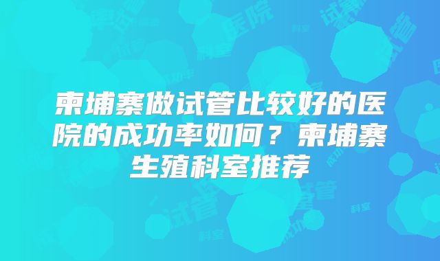 柬埔寨做试管比较好的医院的成功率如何？柬埔寨生殖科室推荐