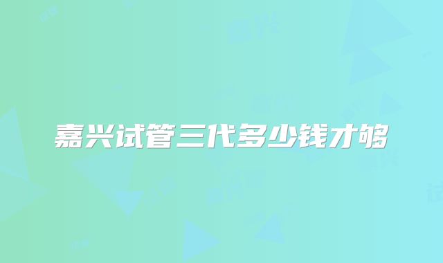 嘉兴试管三代多少钱才够