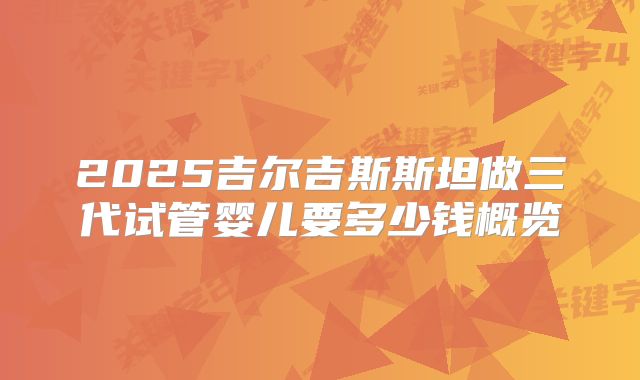 2025吉尔吉斯斯坦做三代试管婴儿要多少钱概览