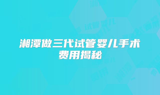 湘潭做三代试管婴儿手术费用揭秘