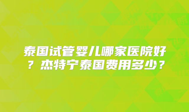 泰国试管婴儿哪家医院好？杰特宁泰国费用多少？