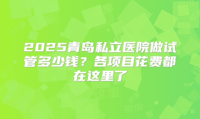 2025青岛私立医院做试管多少钱？各项目花费都在这里了