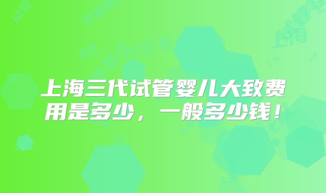 上海三代试管婴儿大致费用是多少，一般多少钱！