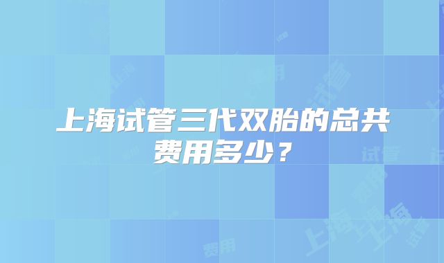 上海试管三代双胎的总共费用多少?