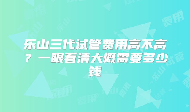乐山三代试管费用高不高？一眼看清大概需要多少钱