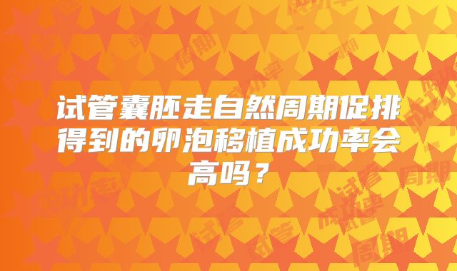 试管囊胚走自然周期促排得到的卵泡移植成功率会高吗？