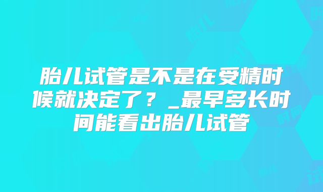 胎儿试管是不是在受精时候就决定了?_最早多长时间能看出胎儿试管