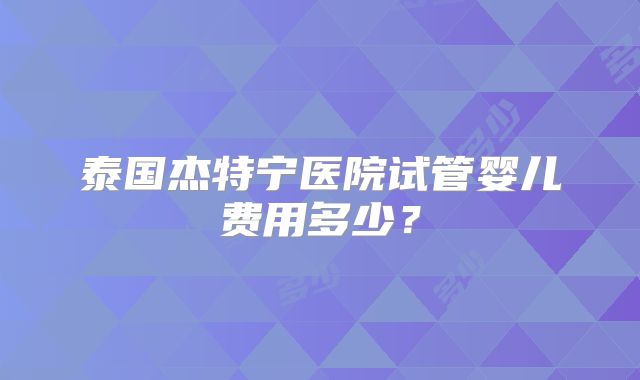 泰国杰特宁医院试管婴儿费用多少？