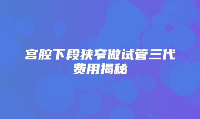 宫腔下段狭窄做试管三代费用揭秘