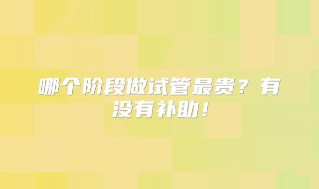 哪个阶段做试管最贵?有没有补助!