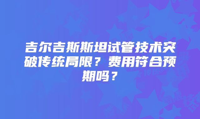 吉尔吉斯斯坦试管技术突破传统局限？费用符合预期吗？