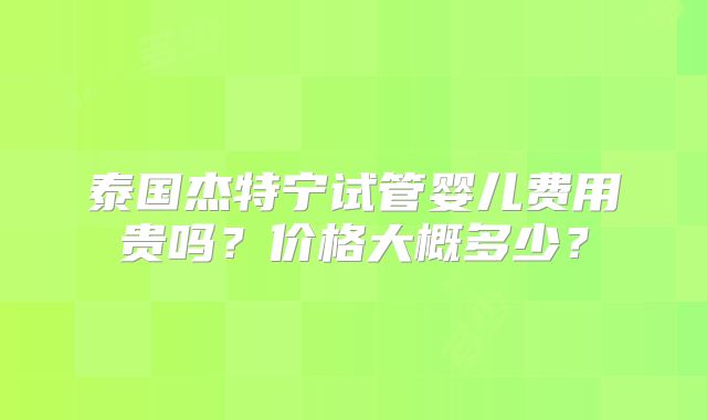 泰国杰特宁试管婴儿费用贵吗？价格大概多少？