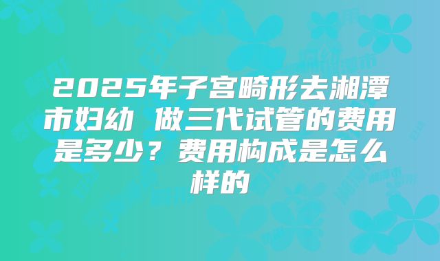 2025年子宫畸形去湘潭市妇幼 做三代试管的费用是多少？费用构成是怎么样的