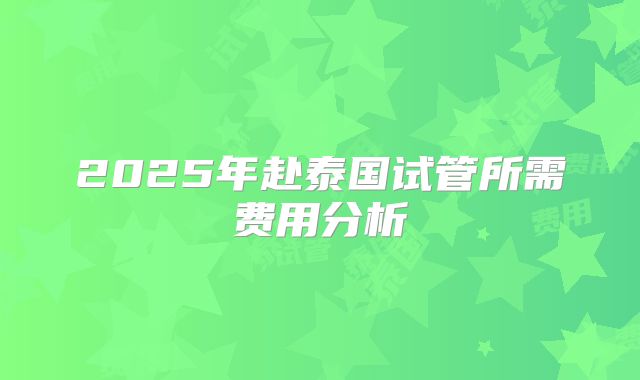 2025年赴泰国试管所需费用分析