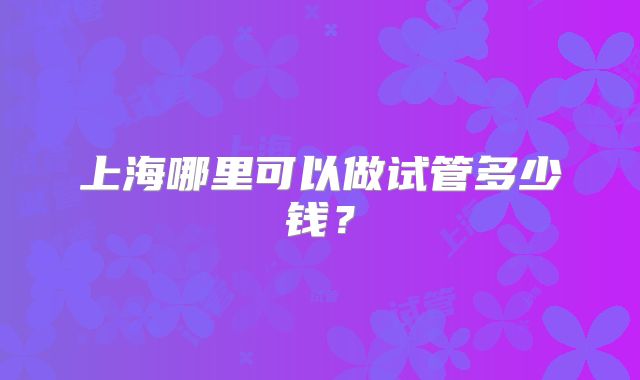 上海哪里可以做试管多少钱?