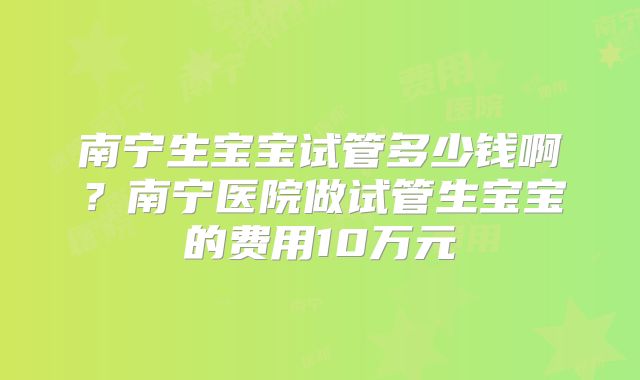 南宁生宝宝试管多少钱啊?南宁医院做试管生宝宝的费用10万元