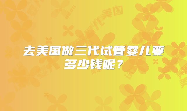 去美国做三代试管婴儿要多少钱呢?