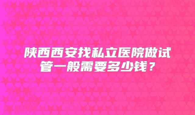陕西西安找私立医院做试管一般需要多少钱？